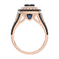 Bold And Elegant 14K Rose Gold Ladies Ring Featuring 1.50Ct Round Diamonds In Blue, Dark Brown , And White Tones. A Striking Multi-Stone Design Perfec