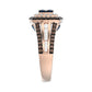 Bold And Elegant 14K Rose Gold Ladies Ring Featuring 1.50Ct Round Diamonds In Blue, Dark Brown , And White Tones. A Striking Multi-Stone Design Perfec