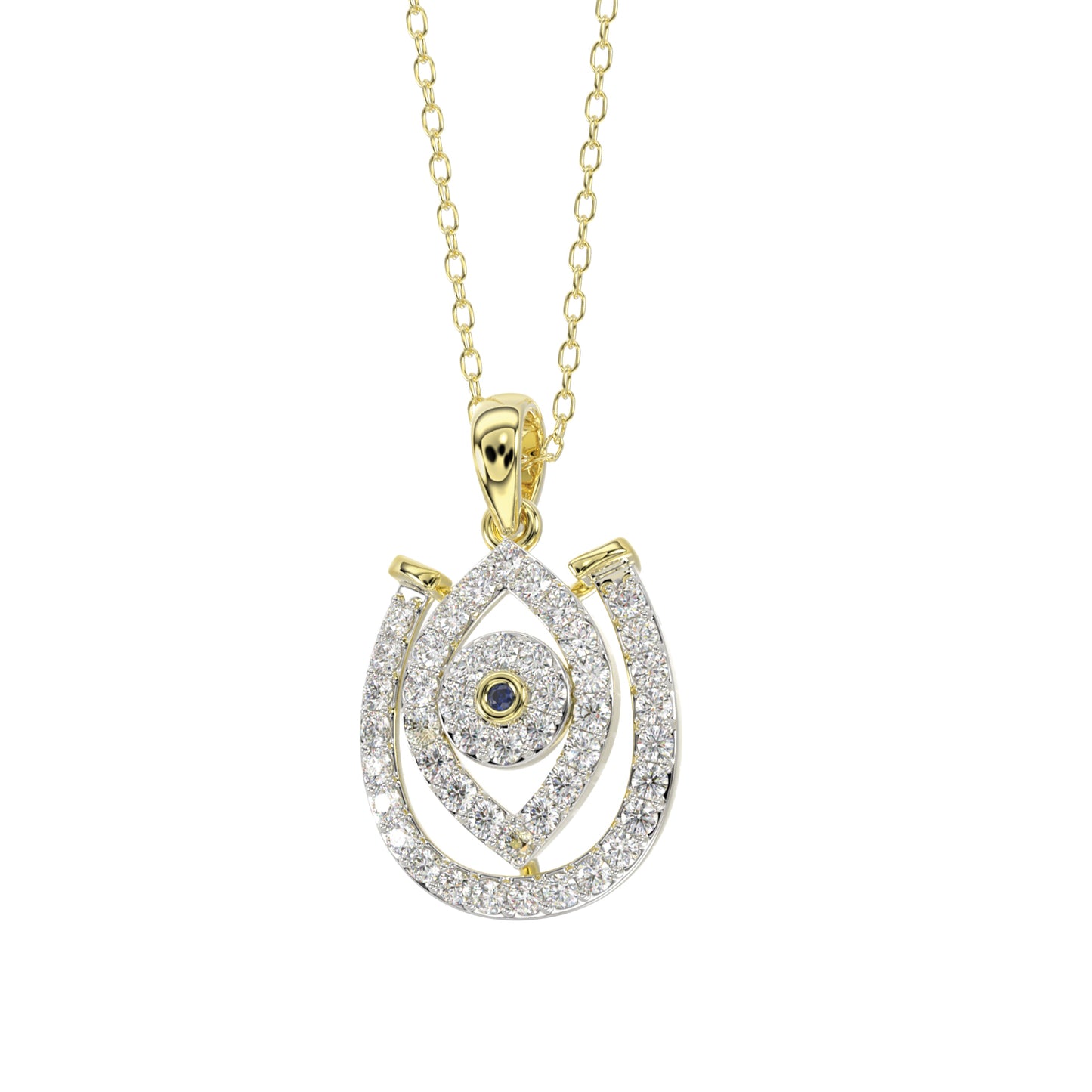 LADIES PENDANT WITH CHAIN 0.33CT ROUND/BLACK DIAMOND 14K YELLOW GOLD