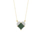 LADIES PENDANT 1.45CT ROUND/GREEN EMERALD PRINCESS DIAMOND 14K YELLOW GOLD (GREEN EMERALD PRINCESS 1.32CT)