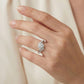 Elegant 10K Yellow Gold 0.20CT Round & Baguette Diamond Halo Ring For Women
