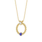 14K Yellow Gold 0.15Ct Blue Sapphire & Diamond Necklace For Women Natural Round Sapphire Ladies Jewelry