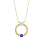 14K Yellow Gold 0.15Ct Blue Sapphire & Diamond Necklace For Women Natural Round Sapphire Ladies Jewelry