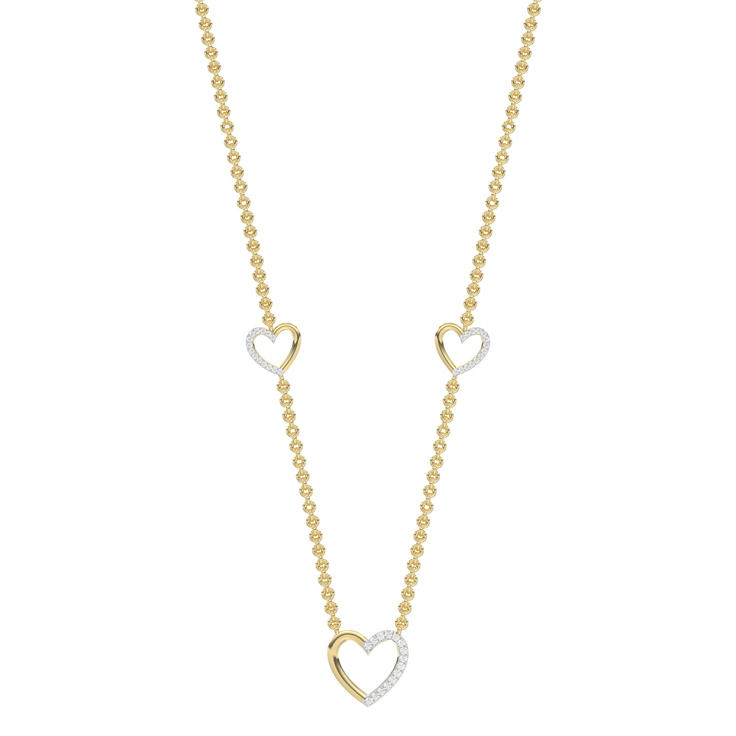 LADIES NECKLACE 0.20CT ROUND DIAMOND 14K YELLOW GOLD