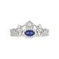 14K White Gold 0.45Ct Blue Sapphire & Round Diamond Engagement Ring For Women Oval Natural Sapphire Fashion Ring (Oval Blue Sapphire 0.30Ct)