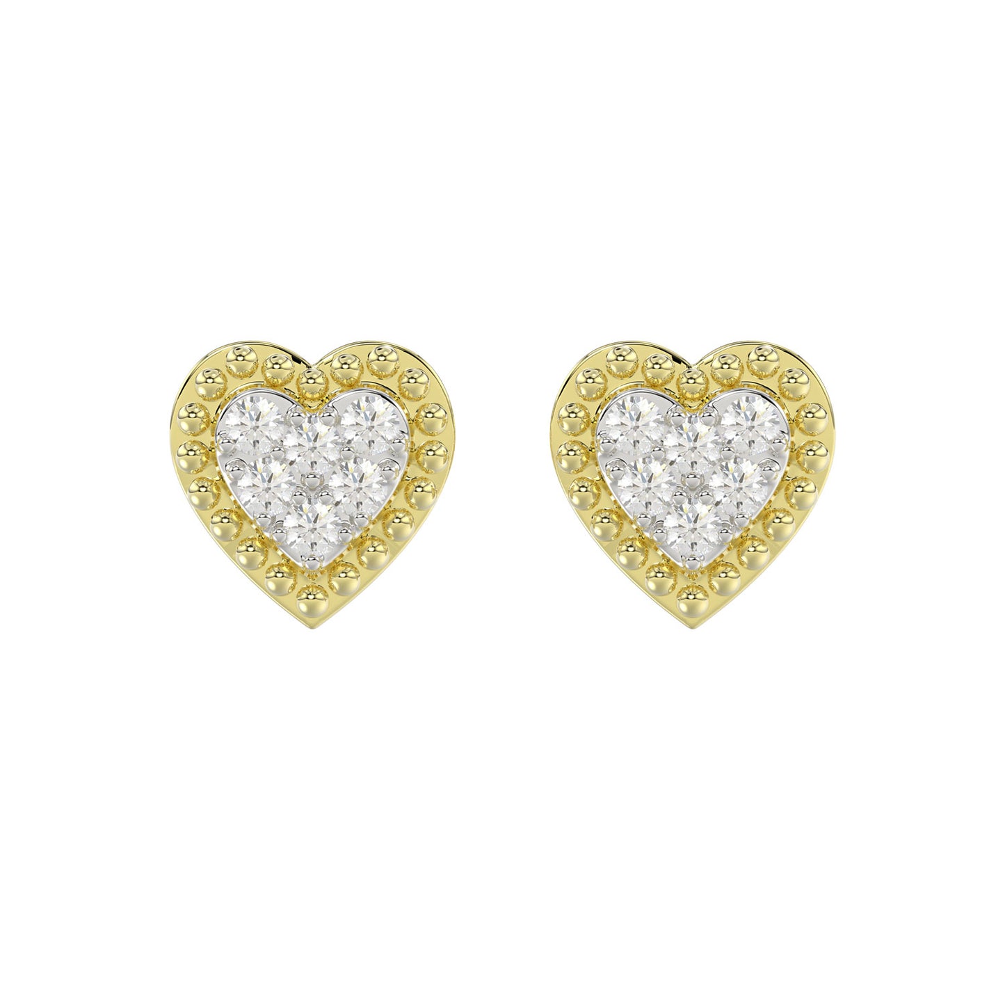 LADIES EARRINGS 0.20CT ROUND DIAMOND 14K YELLOW GOLD