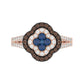 Elegant 14K Rose Gold Ladies Ring Crafted With Fancy Dark Brown And Blue Diamonds Totaling 0.75 Ct. Perfect Luxury Jewelry Gift For Her.
