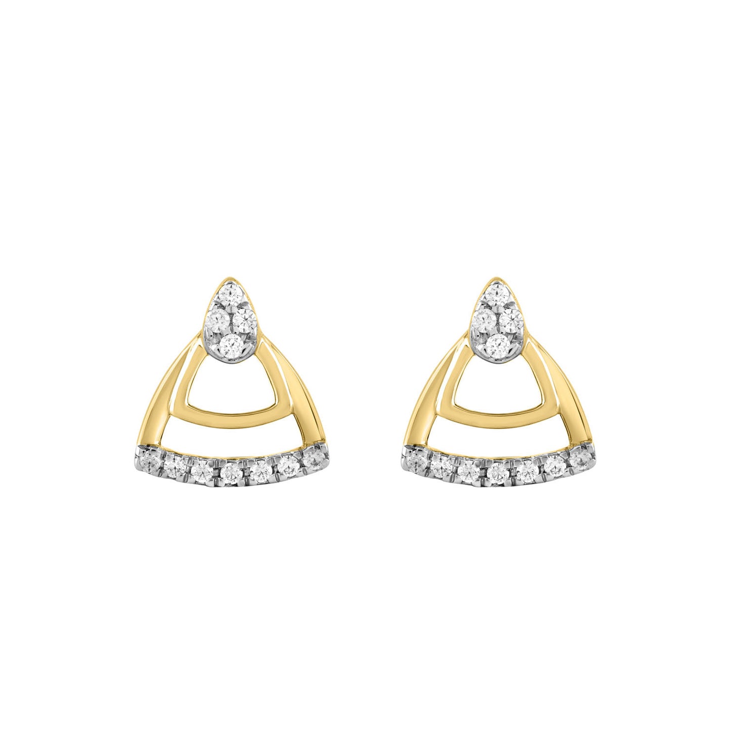 LADIES EARRINGS 0.13CT ROUND DIAMOND 14K YELLOW GOLD