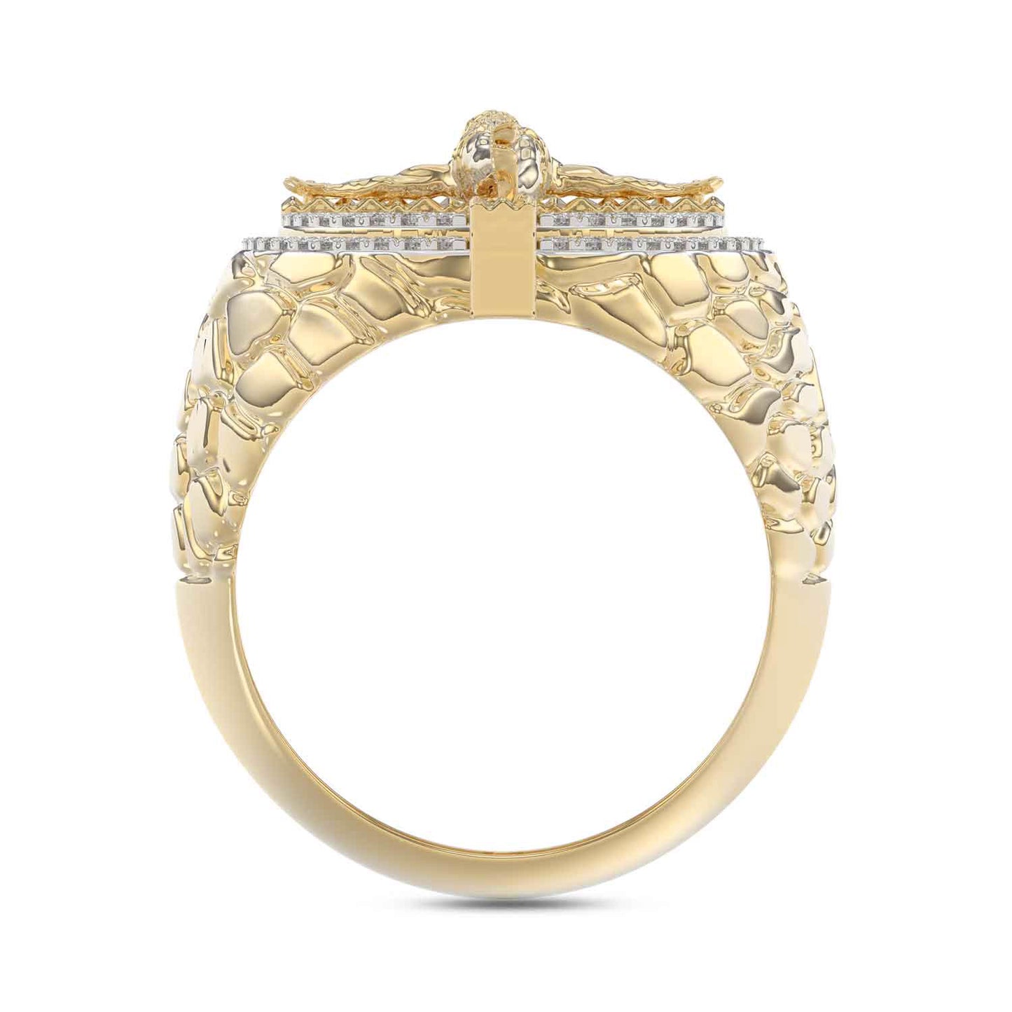 MEN'S RING 0.50CT ROUND DIAMOND 10K YELLOW GOLD
