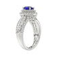 LADIES RING 1.65CT ROUND/BLUE SAPPHIRE OVAL DIAMOND 14K WHITE GOLD (CENTER STONE 0.94CT BLUE SAPPHIRE OVAL DIAMOND)