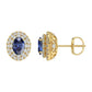 Luxury 14K Yellow Gold Earrings With Oval Sapphire And Round Diamond Accents. A Classic And Elegant 1.88Ct Fine Jewelry Design For Her.