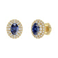 Luxury 14K Yellow Gold Earrings With Oval Sapphire And Round Diamond Accents. A Classic And Elegant 1.88Ct Fine Jewelry Design For Her.