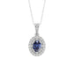 Elegant 14K White Gold Ladies Pendant Featuring Oval Sapphire And Round Diamond Accents 1.16Ct Includes Chain For A Complete Luxury Look.