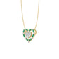 LADIES PENDANT 0.35CT ROUND/GREEN EMERALD BAGUETTE DIAMOND 14K YELLOW GOLD