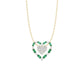 LADIES PENDANT 0.35CT ROUND/GREEN EMERALD BAGUETTE DIAMOND 14K YELLOW GOLD