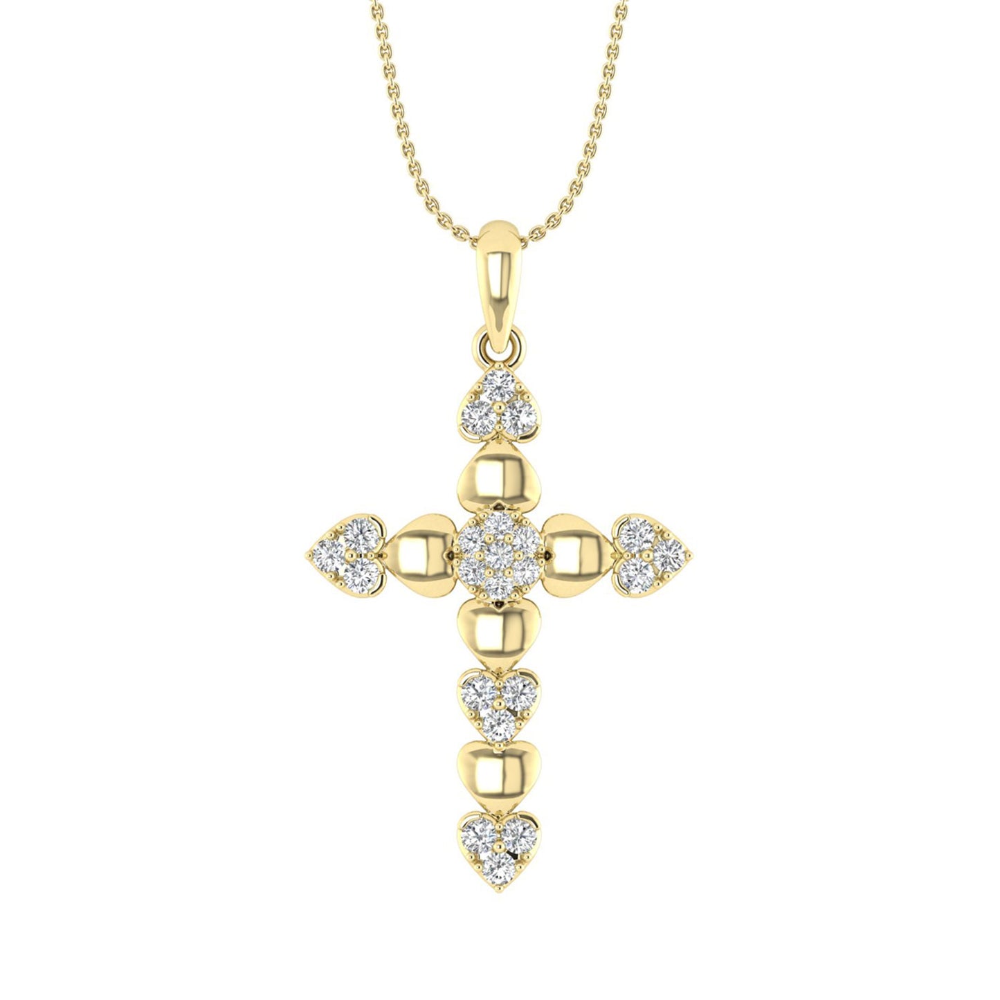 LADIES PENDANT WITH CHAIN 0.25CT ROUND DIAMOND 10K YELLOW GOLD