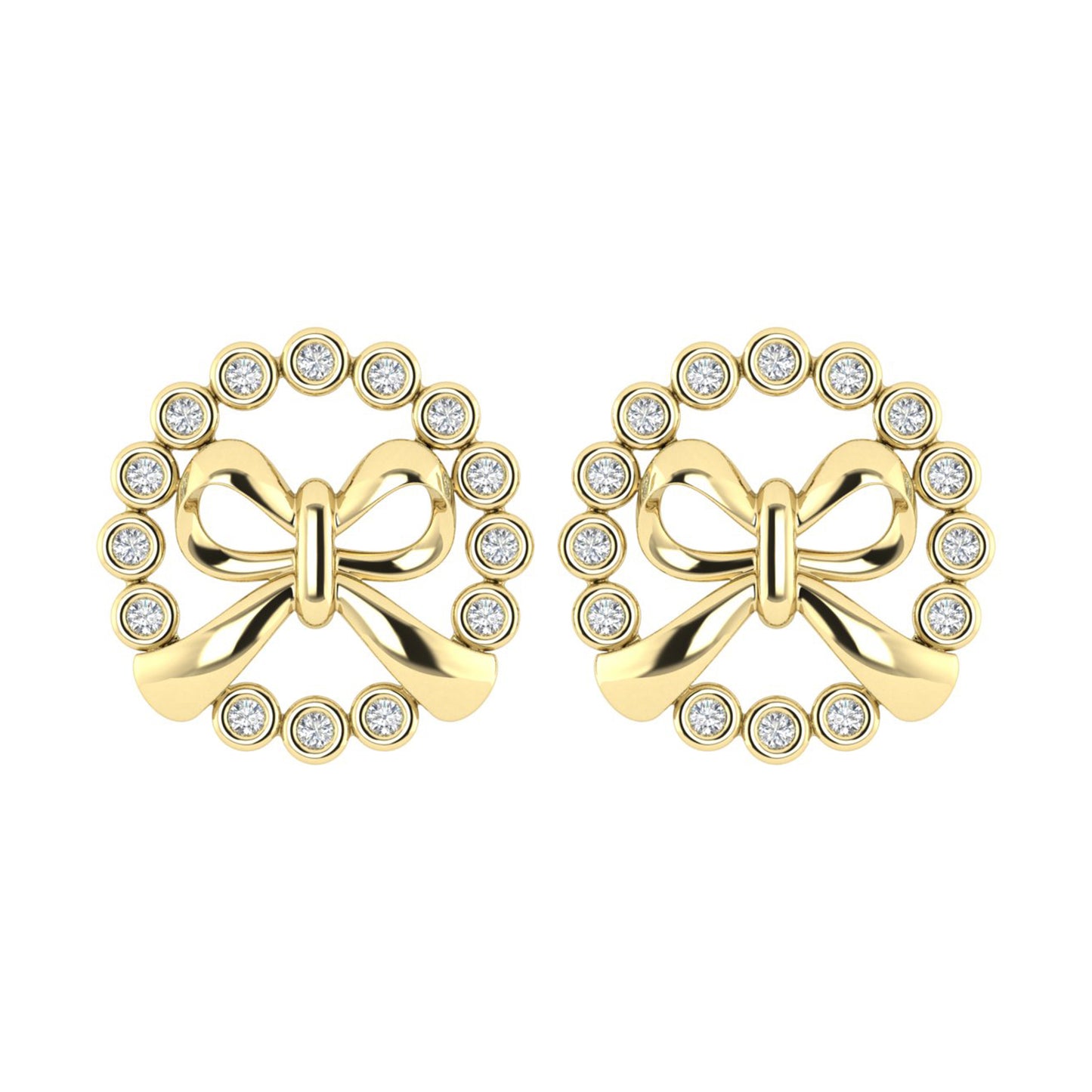 LADIES EARRINGS 0.25CT ROUND DIAMOND 10K YELLOW GOLD
