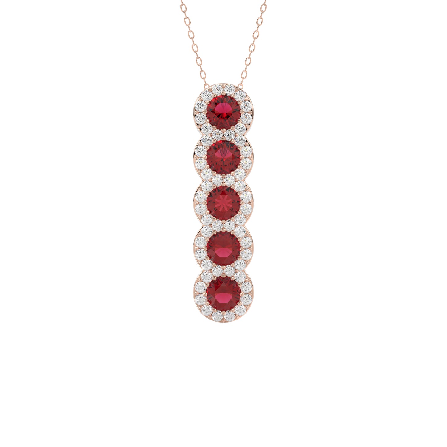 LADIES PENDANT 1.80CT ROUND/RUBY ROUND DIAMOND 14K ROSE GOLD (ROUND RUBY 1.40CT)
