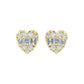 0.25CT Diamond Heart Shape Earrings In 10K Yellow Gold Round & Baguette Diamond Fashion Earrings For Women