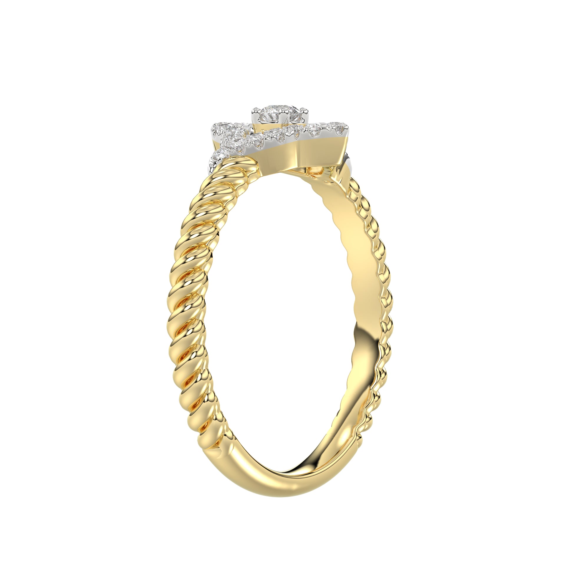 10K Yellow Gold Ladies Diamond Ring Featuring 0.15 Ct Round Diamonds. Stylish Fine Jewelry Piece Perfect For Daily Wear And Gifting.