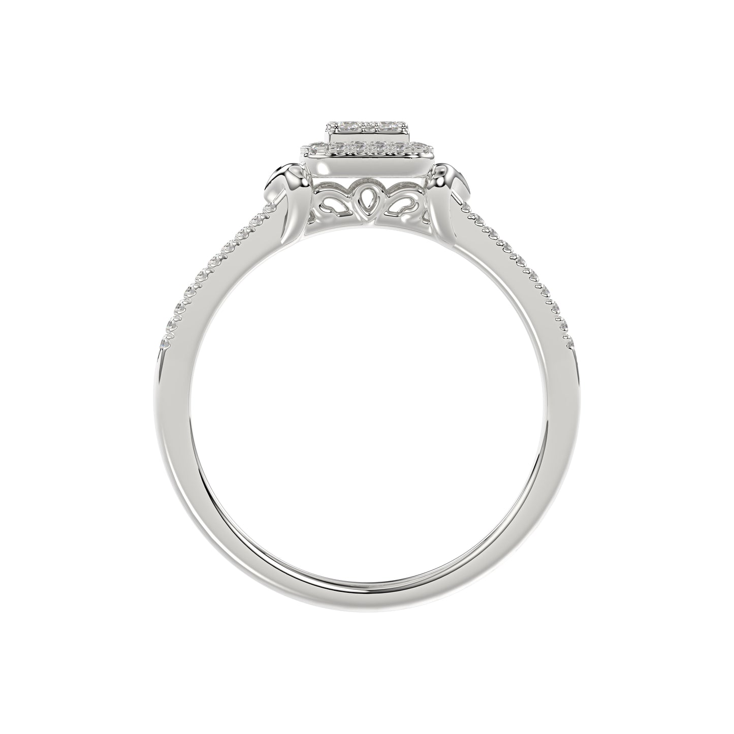 Ladies 0.20Ct Round Diamond Sterling Silver White Engagement Ring � Elegant Promise Ring For Women