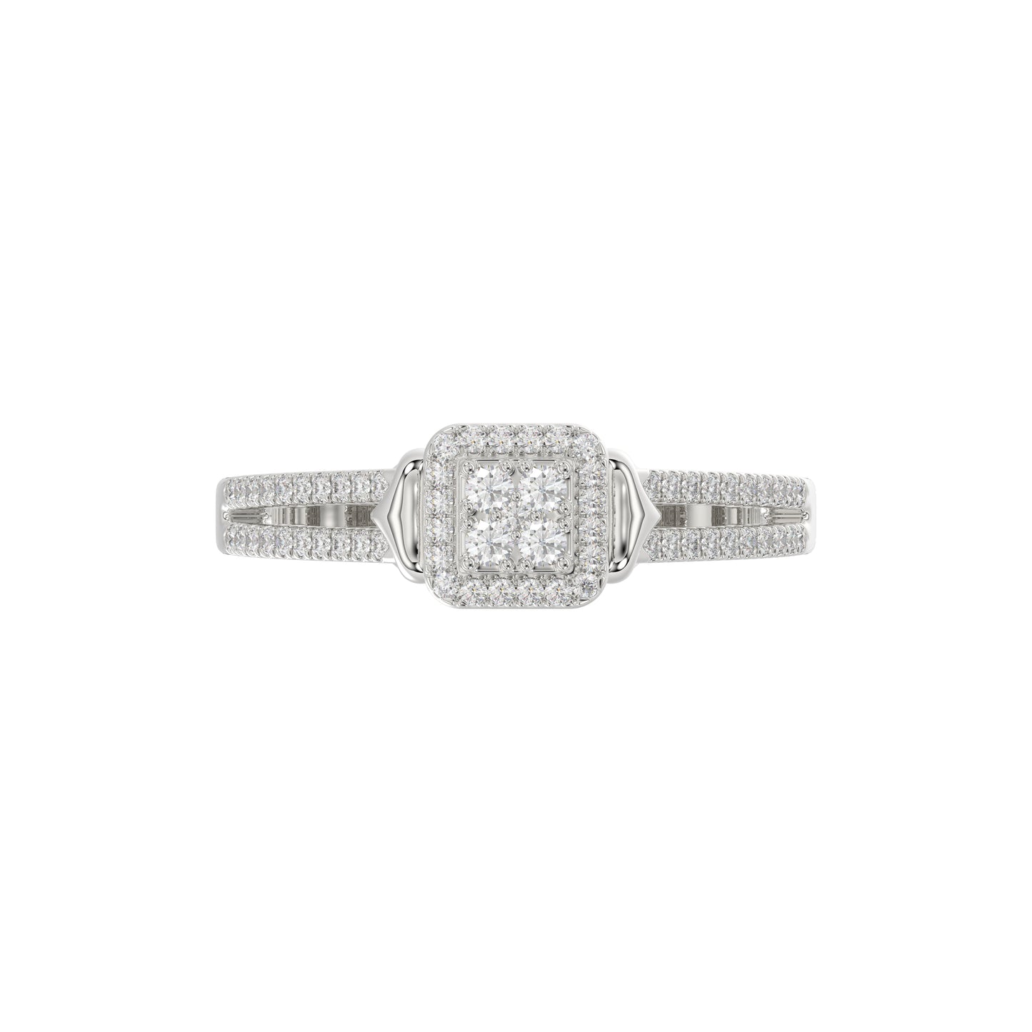 Ladies 0.20Ct Round Diamond Sterling Silver White Engagement Ring � Elegant Promise Ring For Women