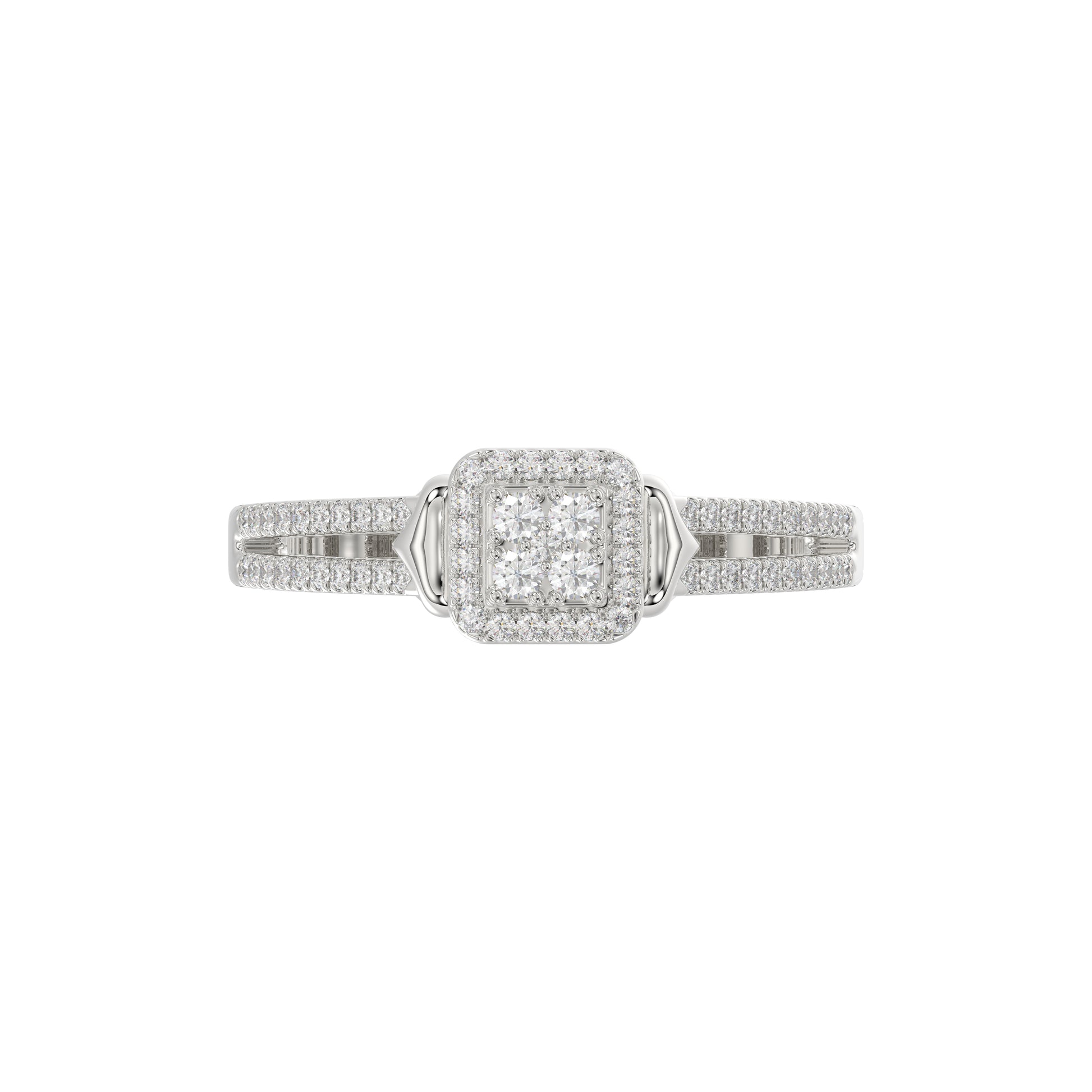 Ladies 0.20Ct Round Diamond Sterling Silver White Engagement Ring � Elegant Promise Ring For Women