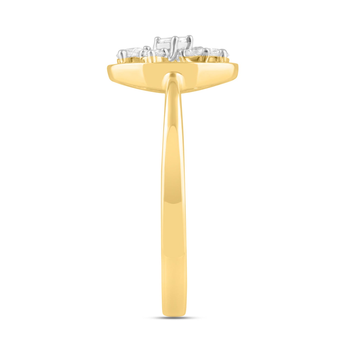 LADIES RING 0.20CT ROUND/BAGUETTE DIAMOND 10K YELLOW GOLD