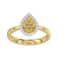 10K Yellow Gold Round Diamond Halo Ring With Nugget Design For Women. A Sparkling And Elegant 0.20 Ct Fine Jewelry Ring Perfect For Gifting.