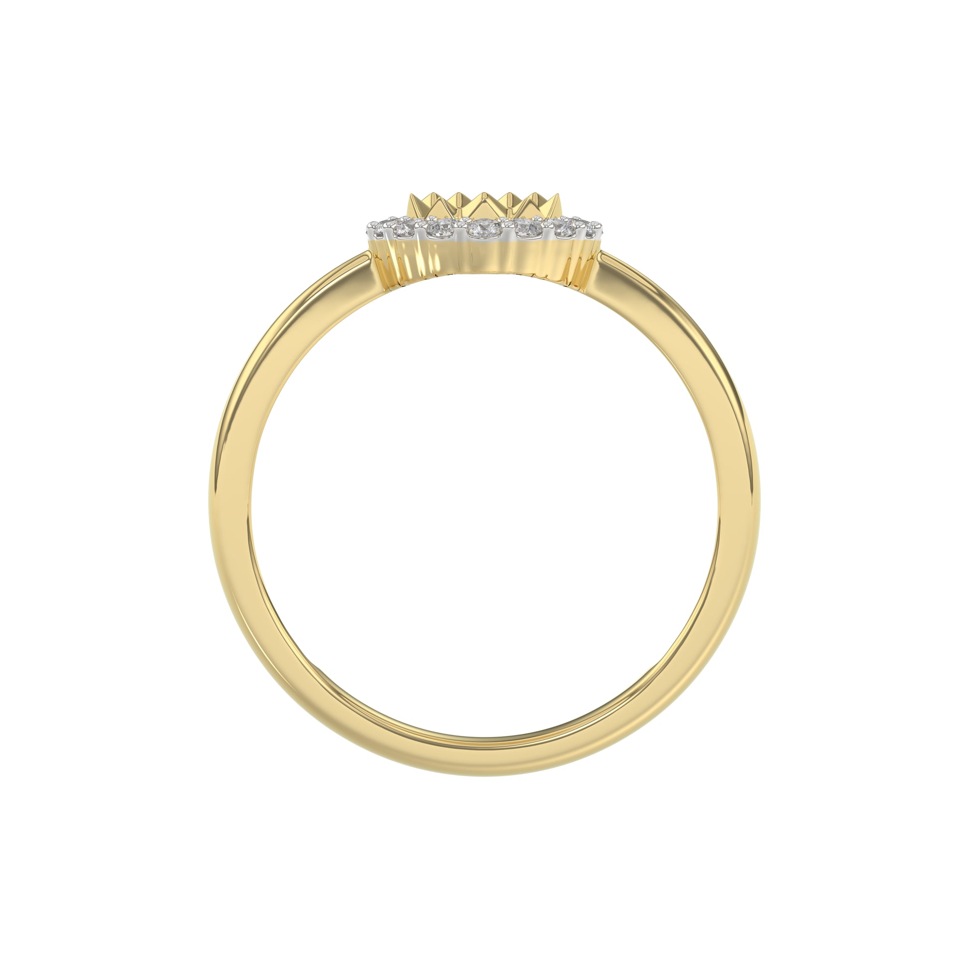 10K Yellow Gold Round Diamond Halo Ring With Nugget Design For Women. A Sparkling And Elegant 0.20 Ct Fine Jewelry Ring Perfect For Gifting.