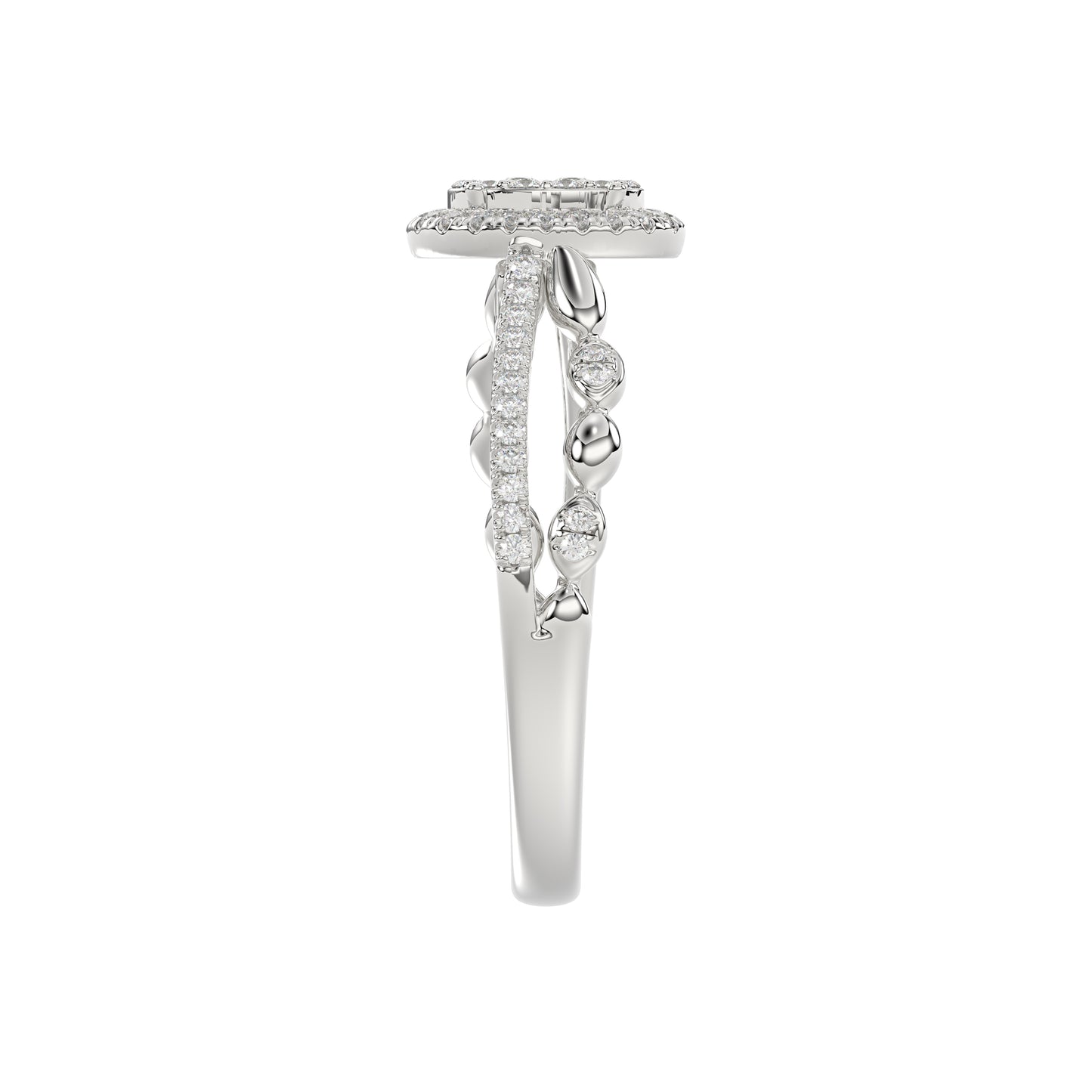 Adies 0.25Ct Round Diamond Sterling Silver White Promise Ring � Halo Oval Design With Split Shank, Elegant Women�S Jewelry