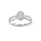 Adies 0.25Ct Round Diamond Sterling Silver White Promise Ring � Halo Oval Design With Split Shank, Elegant Women�S Jewelry