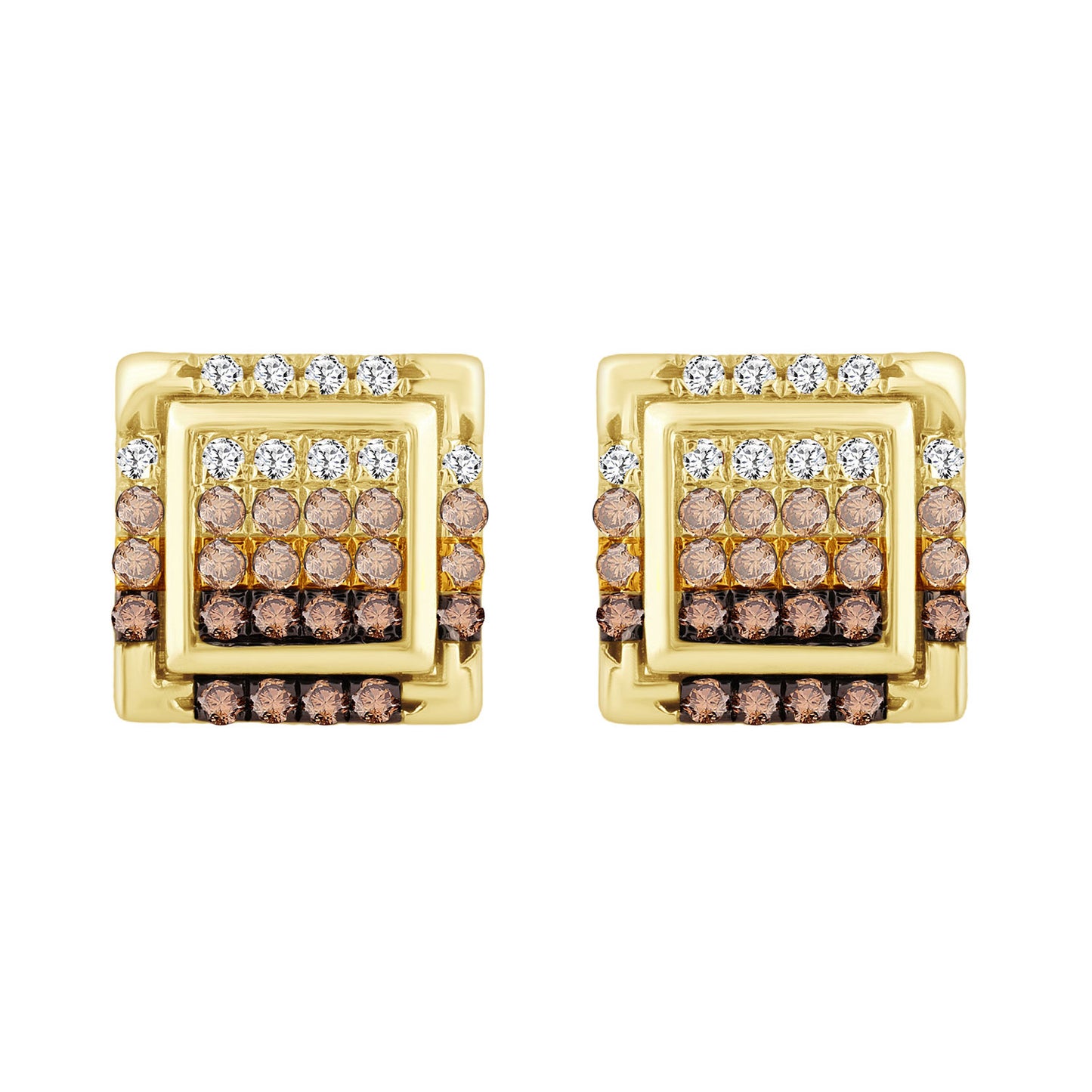 LADIES EARRINGS 0.50CT ROUND DIAMOND 10K YELLOW GOLD