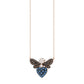 14K Rose Gold Ladies Butterfly Necklace With Colorful Diamond Accents In Blue, Dark Brown, And Round Cuts. A Stylish 0.33 Ct Jewelry Necklace