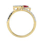 LADIES RING 0.62CT ROUND/RUBY PEAR DIAMOND 14K YELLOW GOLD (CENTER STONE 0.62CT RUBY PEAR DIAMOND)
