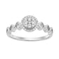Ladies Sterling Silver 0.13Ct Round Diamond Halo Ring Classic Ladies Diamond Jewelry Ring