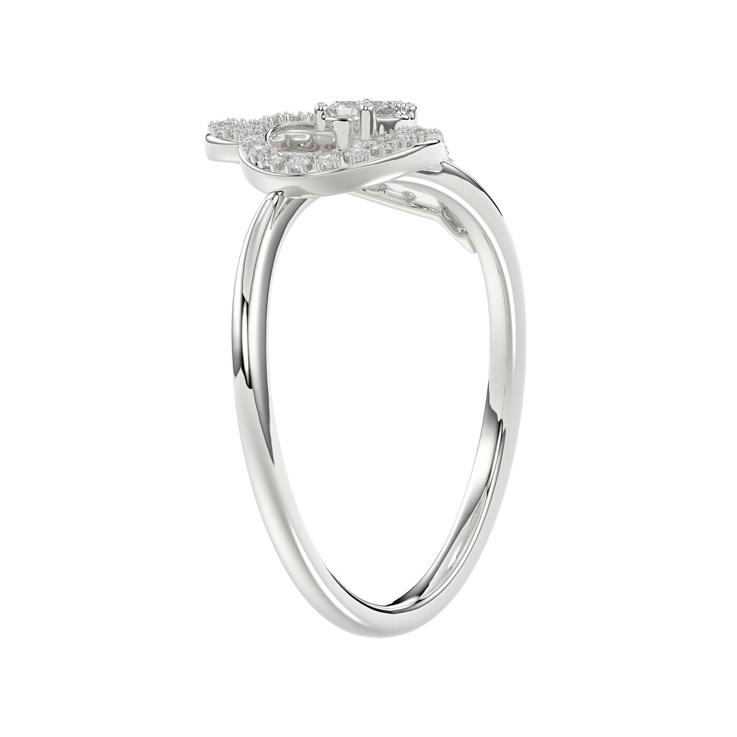 Elegant Ladies Heart Ring 0.15Ct Round Diamond Sterling Silver White Romantic Promise Jewelry For Women
