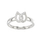 Ladies Lucky Horseshoe Fashion Ring 0.10Ct Round Diamond Sterling Silver White – Double Horseshoe Fashion Jewelry
