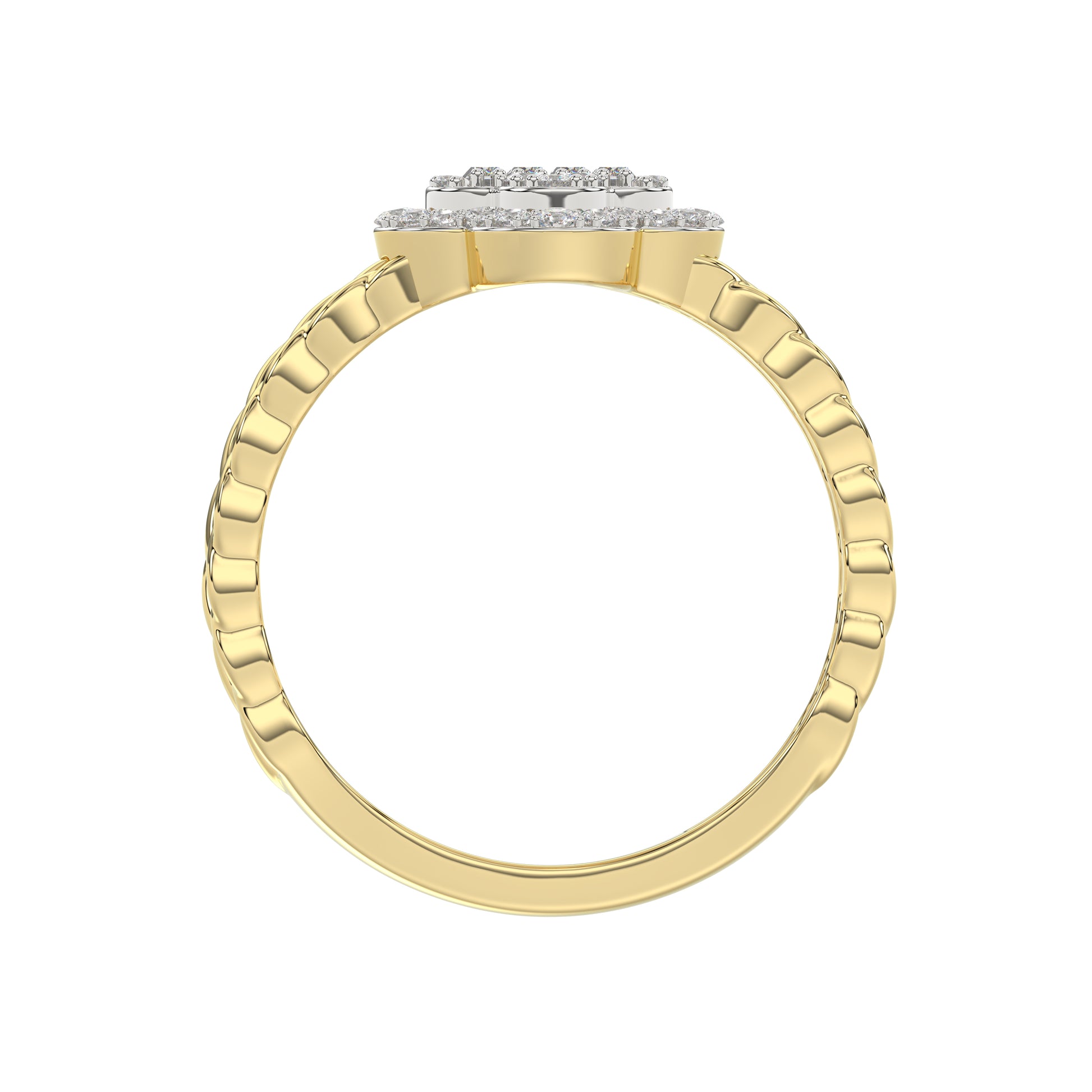 LADIES RING 0.25CT ROUND/BAGUETTE DIAMOND 10K YELLOW GOLD