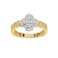 LADIES RING 0.25CT ROUND/BAGUETTE DIAMOND 10K YELLOW GOLD