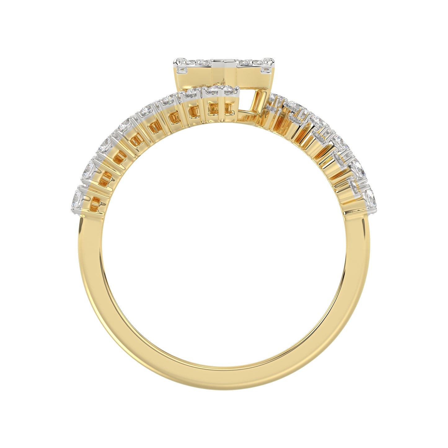 LADIES RING 0.65CT ROUND/BAGUETTE DIAMOND 14K YELLOW GOLD