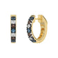 14K Yellow Gold 0.50CT Multi-Color Diamond Huggie Hoop Earrings Round Cut Blue, White Round &Dark  Brown Diamonds
