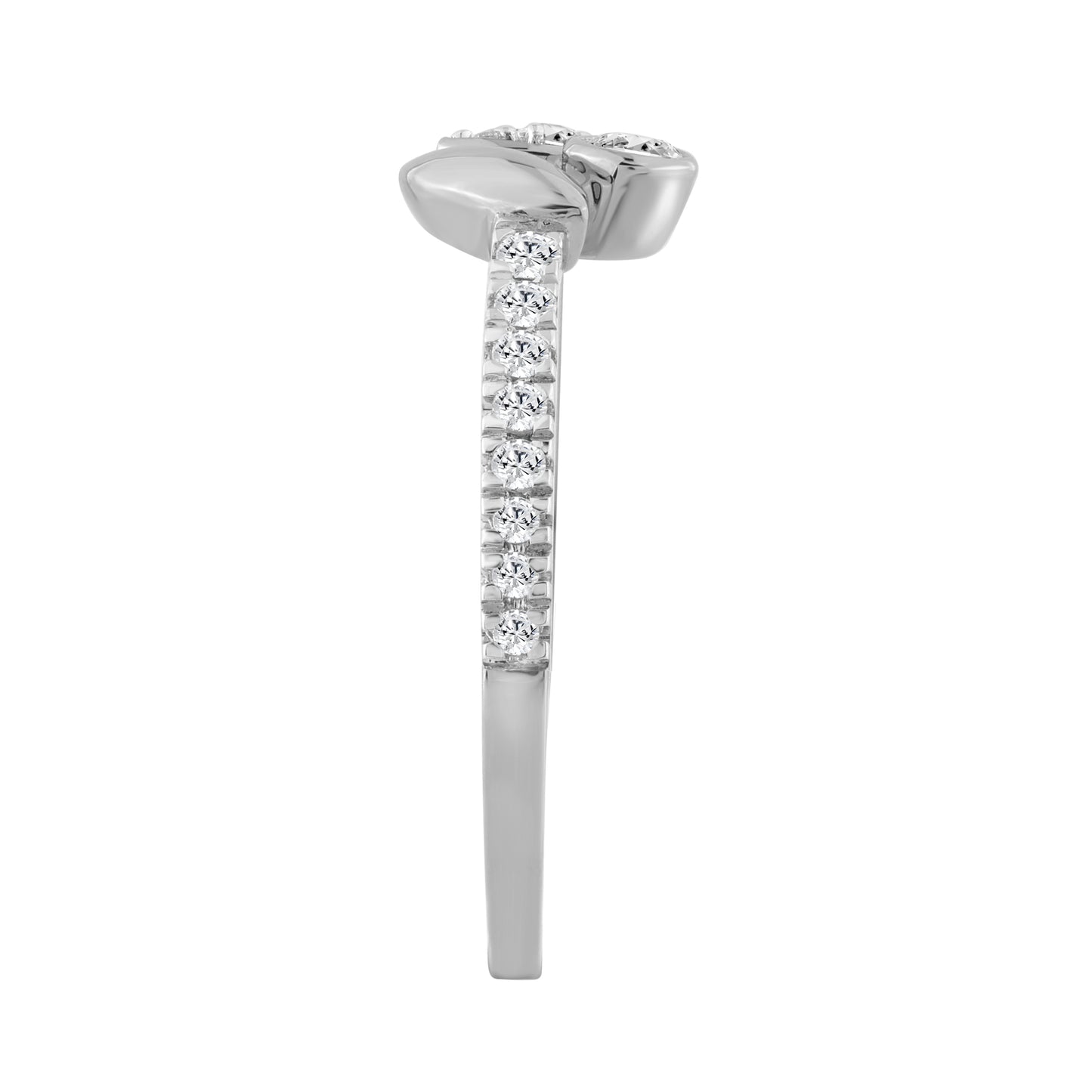 Elegance Ladies Round Diamond Cluster Fashion Ring In 10K White Gold – Marquise Design