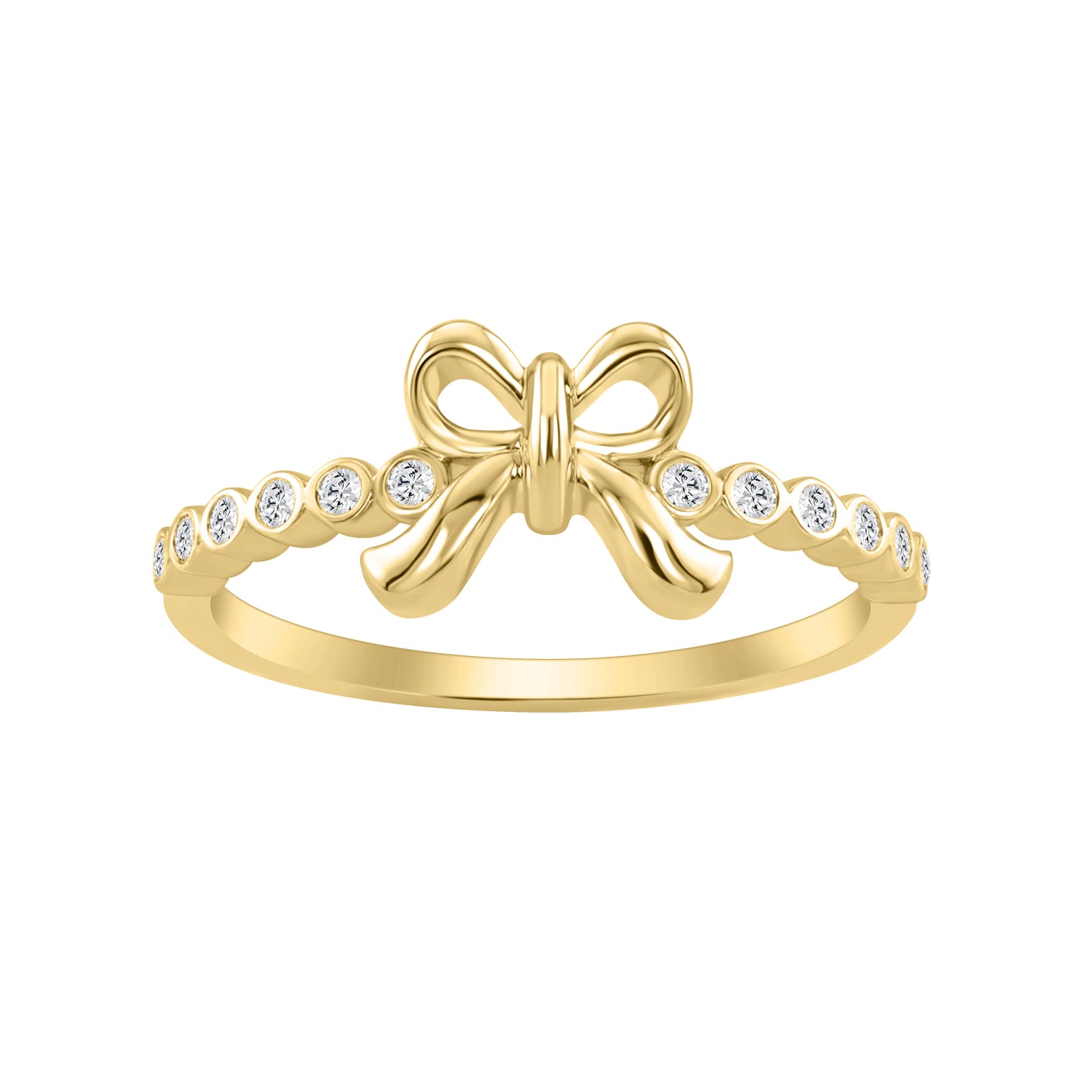 Classic 0.10Ct Round Diamond Ring In Yellow Gold  For Women