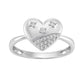 Sterling Silver Ladies Fashion Ring With 0.10Ct Round Diamond Heart Design