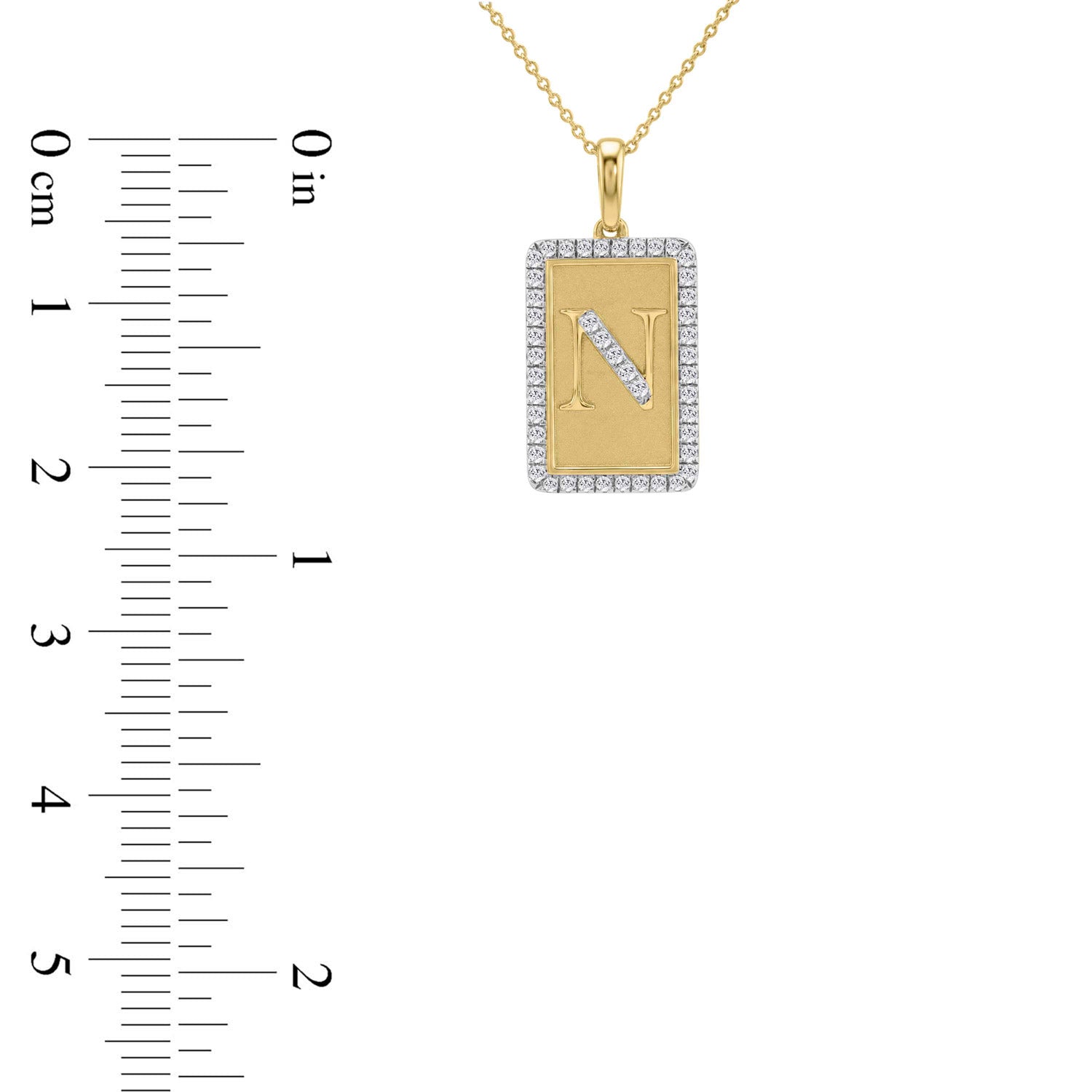 Elegant Ladies 0.20Ct Round Diamond “N Alphabet Fashion Pendant With Chain – 10K Yellow Gold