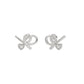 Elegant 10K White Gold Ladies Earrings Featuring A Clustered Heart Design With Twisted Detailing And 0.10 Ct Round Diamonds. Romantic Fine Jewelry For