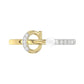 Women’S 10K Yellow Gold Letter “C” Diamond & Pearl Ring 0.10Ct Round Diamond Fine Jewelry