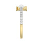 Women’S 10K Yellow Gold Letter “F” Diamond & Pearl Ring 0.10Ct Round Diamond Fine Jewelry