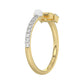 Women’S 10K Yellow Gold Letter “H” Diamond & Pearl Ring 0.10Ct Round Diamond Fine Jewelry